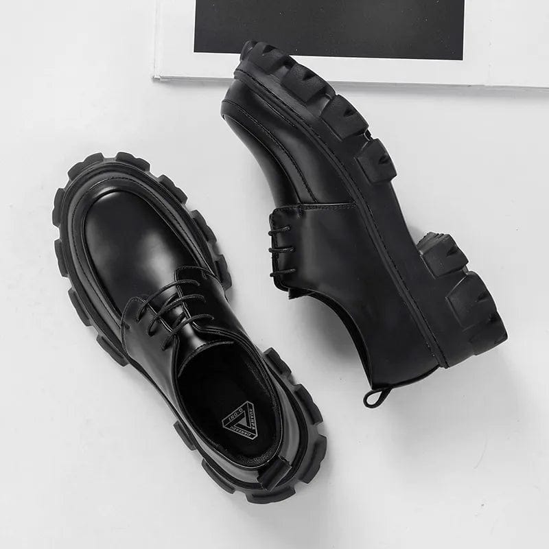 Y2K Male Leather Shoes Men 2023 New Chunky Platform Retro Work Shoes Spring Autumn Derby Shoes Highstreet Low Top Man Casual Flats