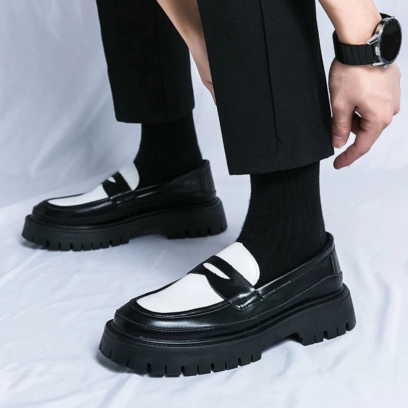 Y2K STRONGSHEN Men Handmade Leather Shoes Platform Loafers Fashion Luxury Slip on Mocassin Business Shoes Homme Zapatos De Hombre