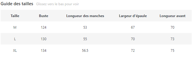 Guide de taille