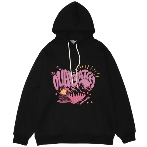 Hoodie Y2K motif Harajuku noir